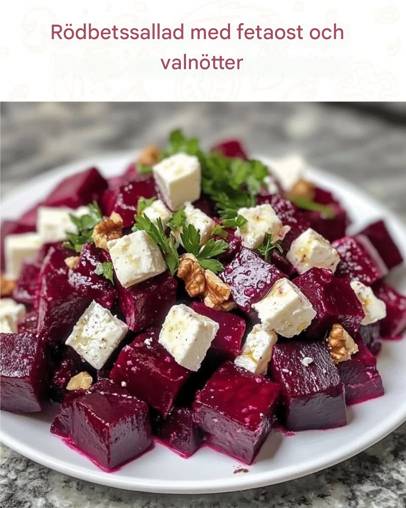 Rödbetssallad med fetaost och valnötter – fräsch, aromatisk och enkel
