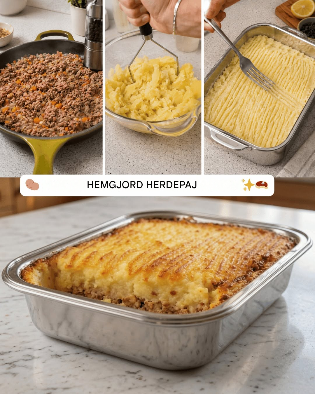 Väldigt enkelt och snabbt recept på shepherd’s pie