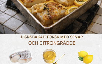 Ugnsbakad torsk med senap och citronkräm: En raffinerad och smältande rätt i munnen