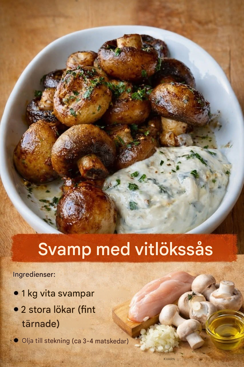 Champinjoner med vitlökssås – rejäla, aromatiska och snabba att tillaga
