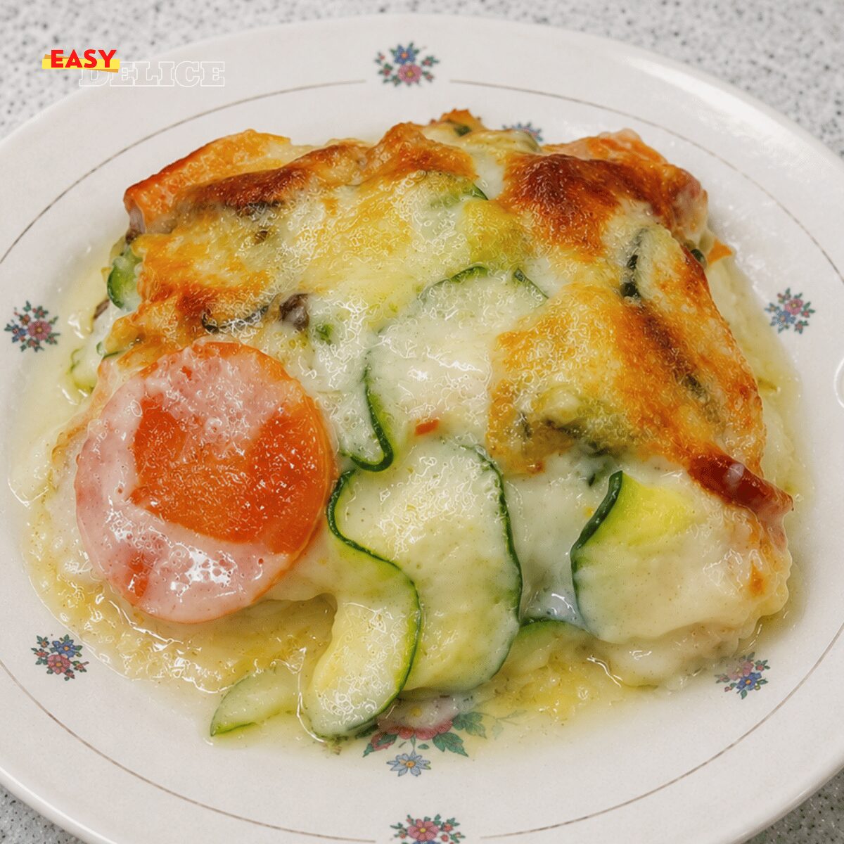 Vit lasagne med gratinerade grönsaker