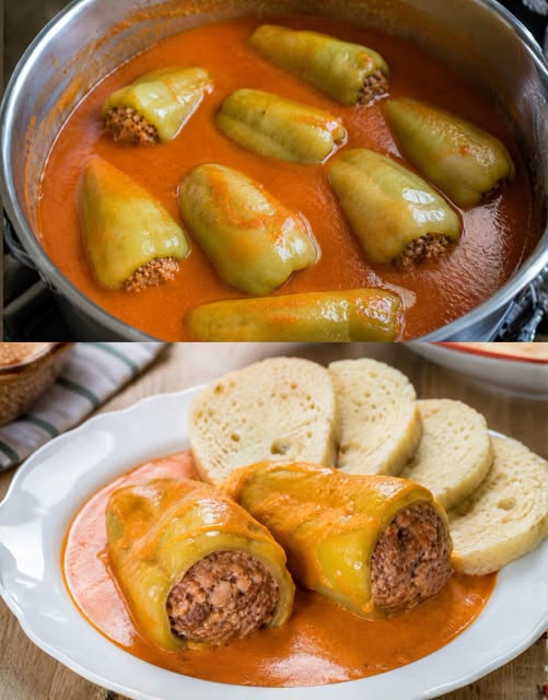 Fyllda paprikor med tomatsås – snabb tillagning