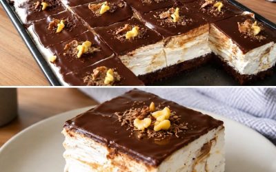 Himmelska gräddskivor med chokladfrosting.