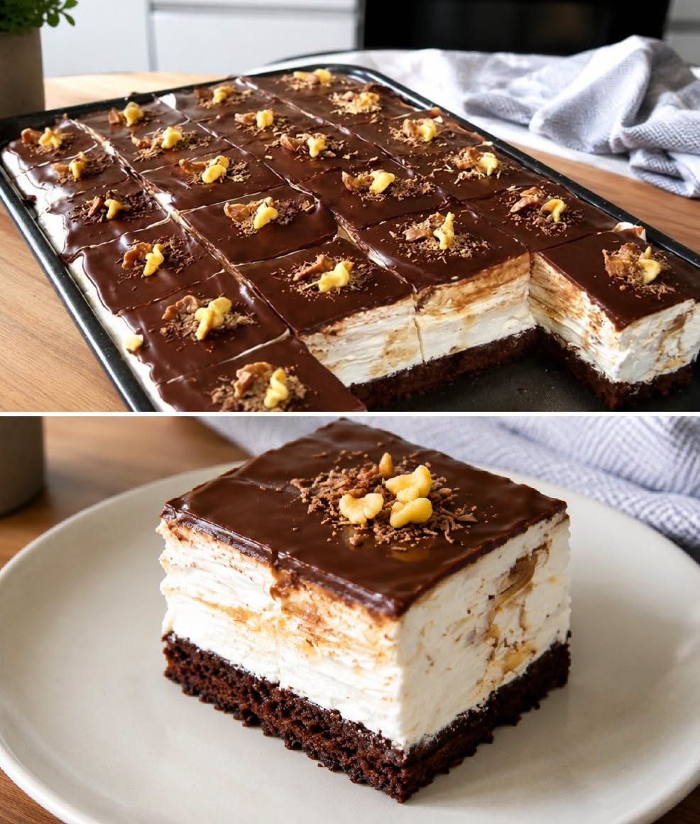 Himmelska gräddskivor med chokladfrosting.
