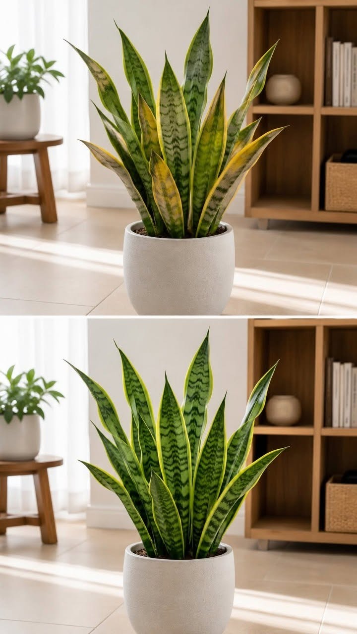 Svärmors tunga, om den redan har gula blad kan du fixa det direkt genom att göra så här