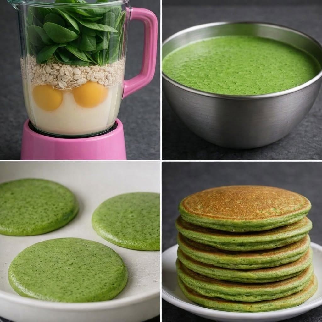 Pannkakor med grön spenat