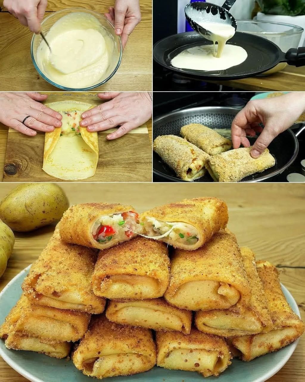 Panerade bullar med fyllda potatisar och ost