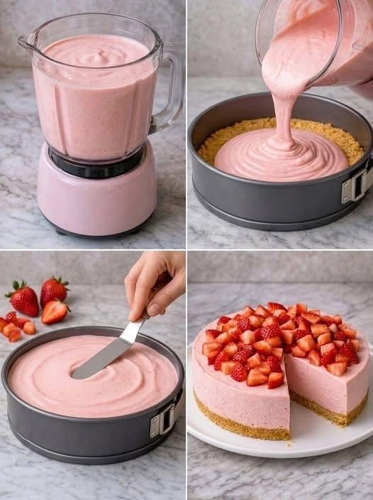 Jordgubbscheesecake utan bakning