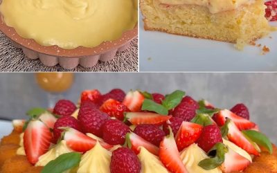 Fluffig fruktkaka med vaniljkräm – saftig, krämig och elegant dessert