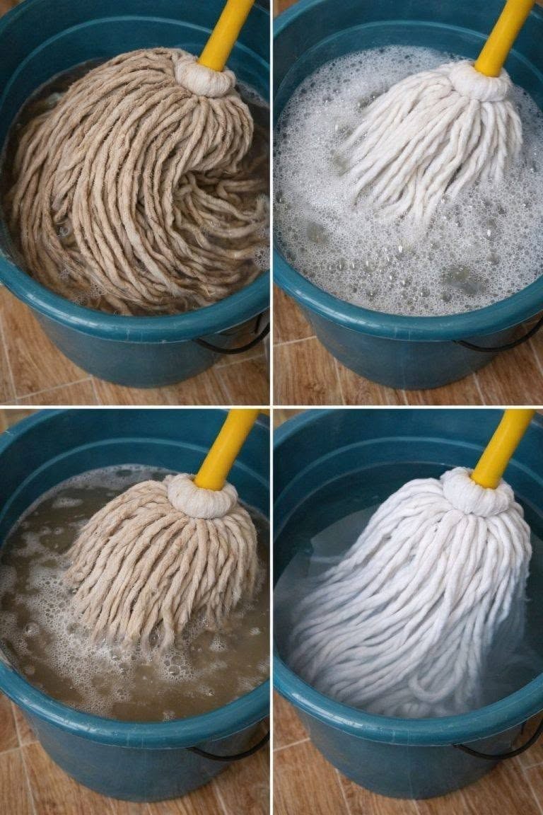 En väldigt smutsig mopp, köp den inte igen: en droppe av denna ingrediens och den blir som ny igen