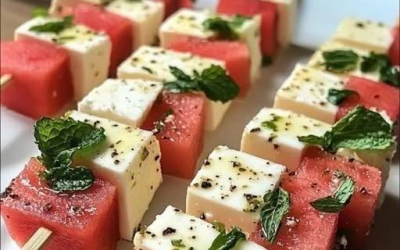 Det låter ovanligt, men smakar otroligt gott: melon- och fetaspett med mynta- och limemarinad!