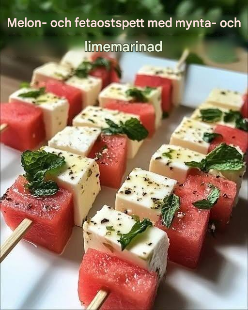 Det låter ovanligt, men smakar otroligt gott: melon- och fetaspett med mynta- och limemarinad!
