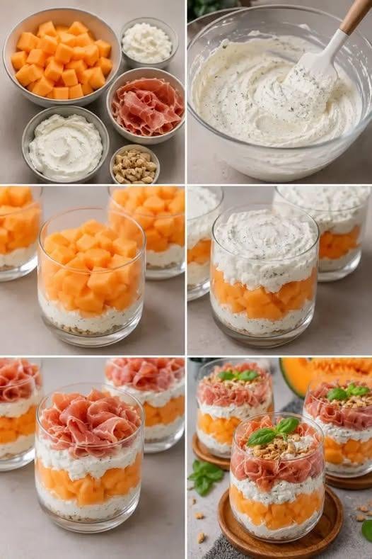 Sommartiramisu med melon, prosciutto och färskost