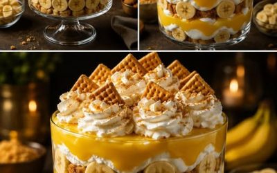 Banandessert med vaniljkräm och kakorBanandessert med vaniljkräm och kakor