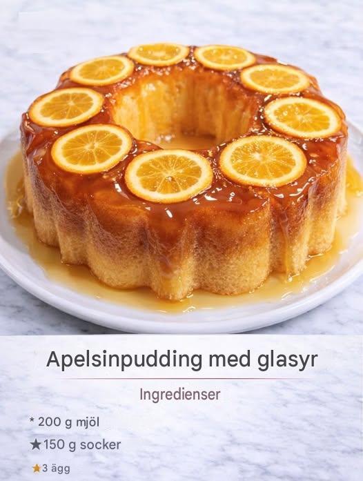 Apelsinpudding med glasyr