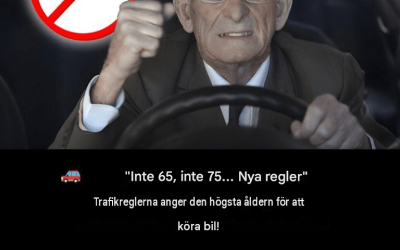 Nr. 65 eller 75 år: Vägtrafiklagen anger denna maximala ålder för att köra motorfordon.